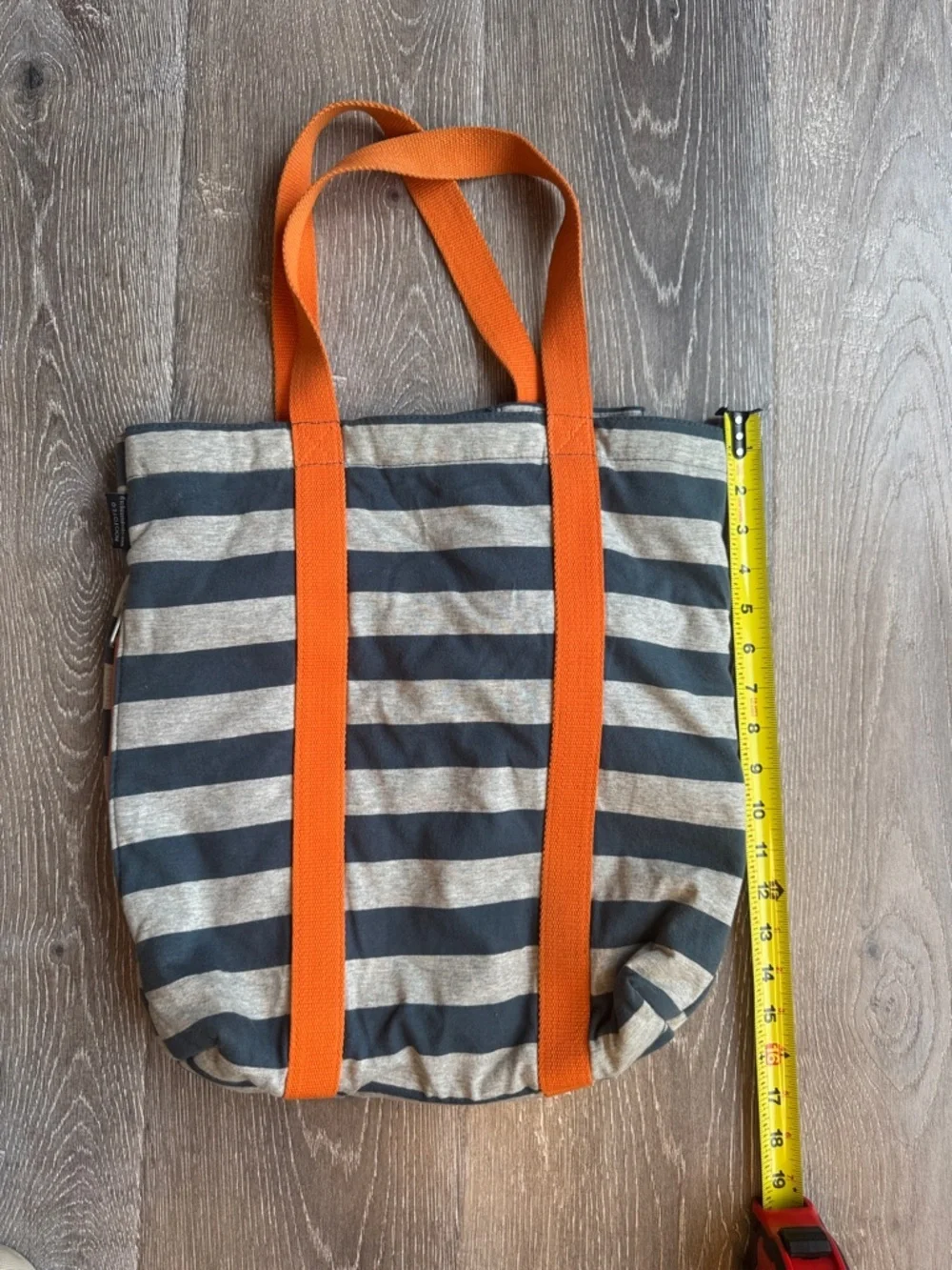 Rootote Japanese Brand Striped Canvas Messenger Tote w/Bright Orange Straps 0448